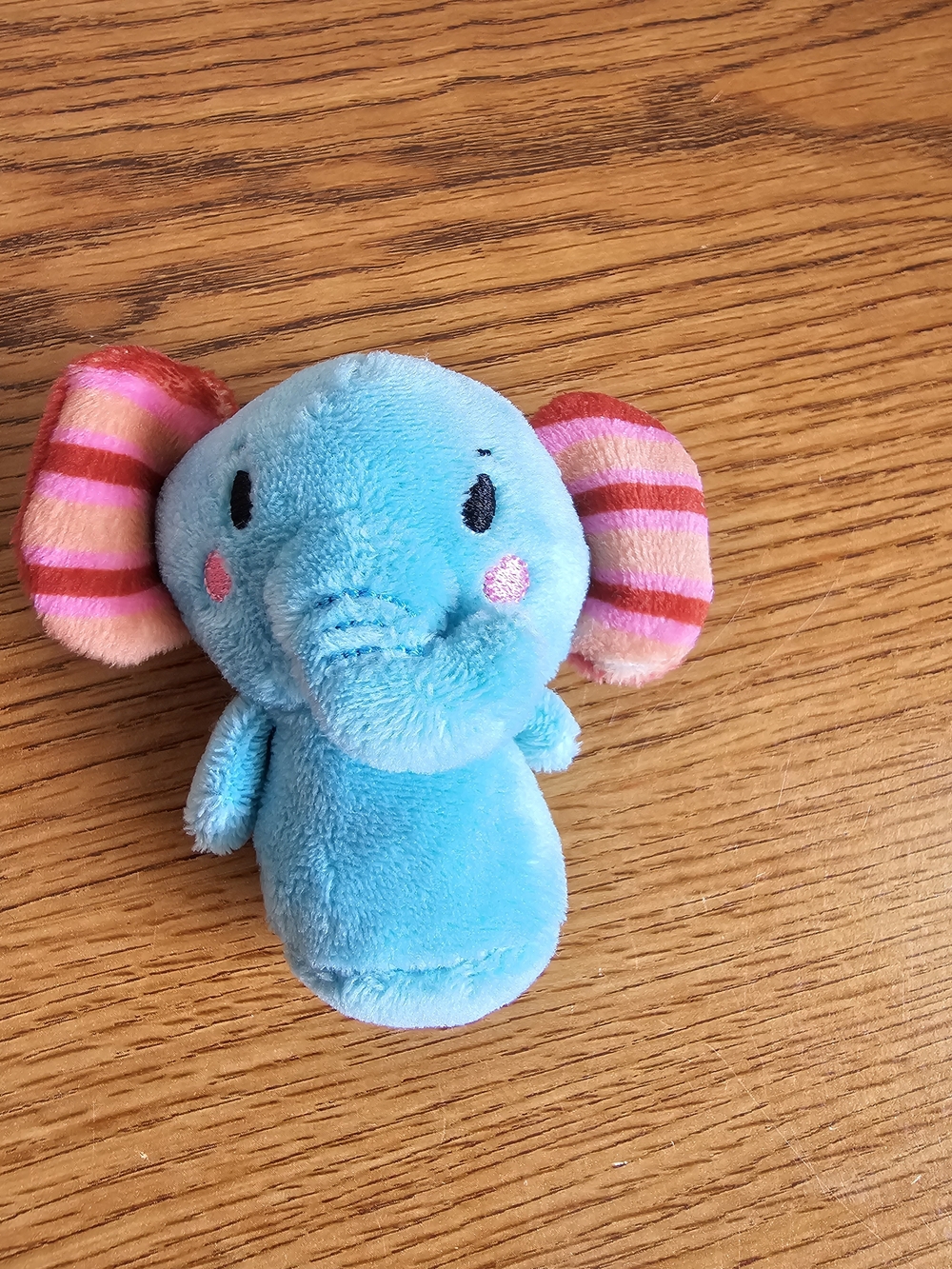 4/$10 Mini Blue Plush Elephant Soft Toy Pink Striped Ears 3 Inch